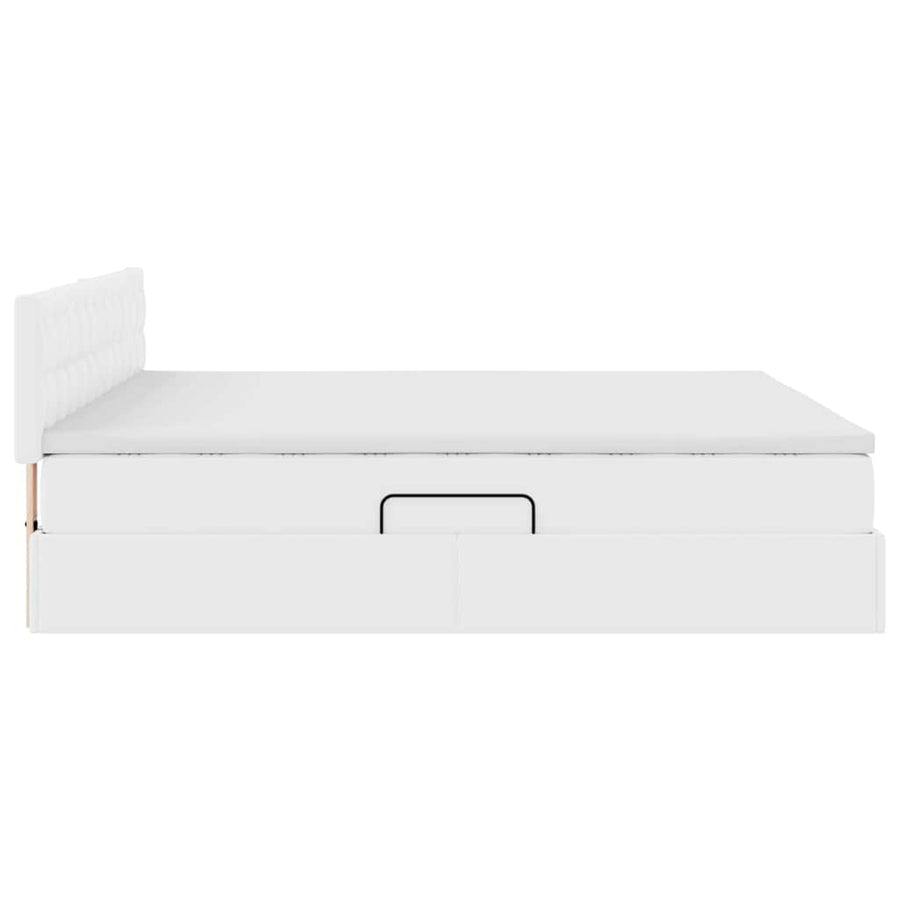 Bed met LED -striplichten met opslag Puur Wit 160 x 200 cm PVC
