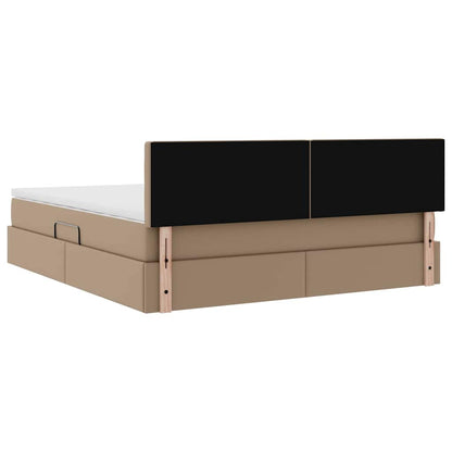 Bed met LED -striplichten Cappuccino 160 x 200 cm PVC