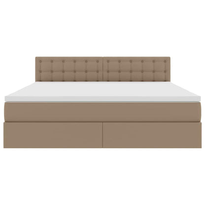 Bed met LED -striplichten Cappuccino 160 x 200 cm PVC