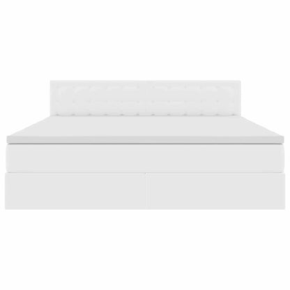 Bed met LED -striplichten met opslag Puur Wit 180 x 200 cm PVC