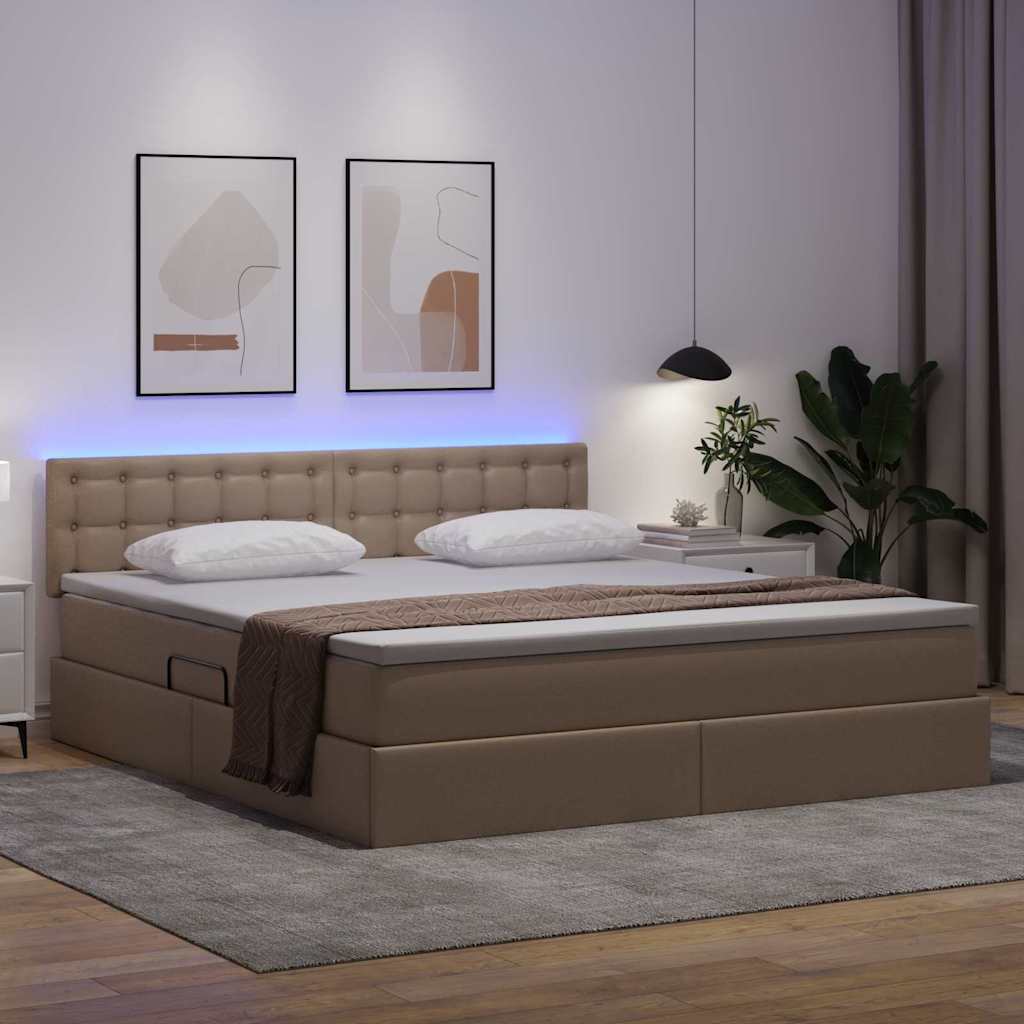 Bed met LED -striplichten Cappuccino 180 x 200 cm PVC