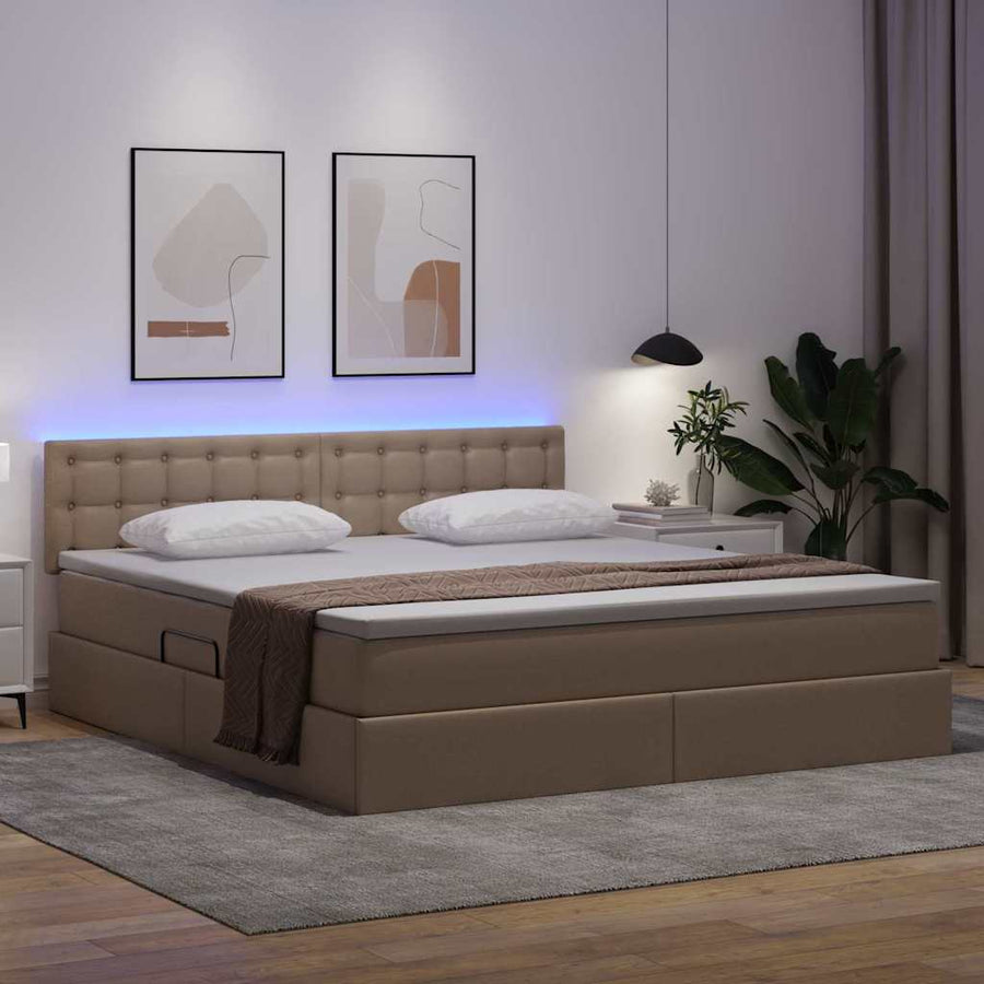 Bed met LED -striplichten Cappuccino 180 x 200 cm PVC