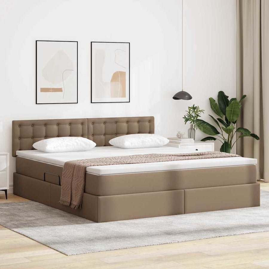 Bed met LED -striplichten Cappuccino 180 x 200 cm PVC
