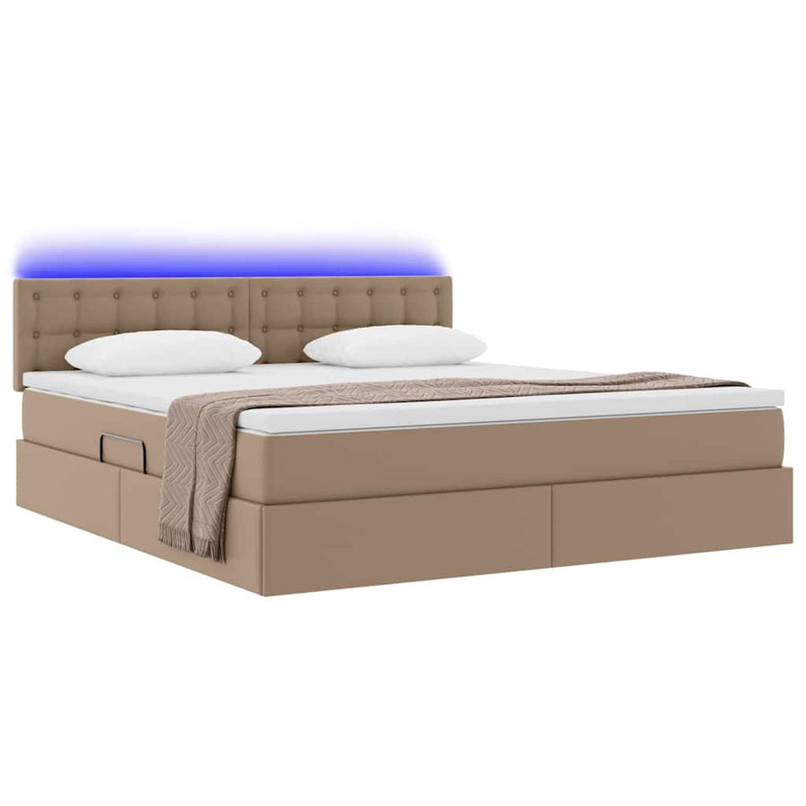 Bed met LED -striplichten Cappuccino 180 x 200 cm PVC
