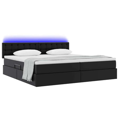 Bed met LED -striplichten Lichtgrijs 200 x 200 cm PVC
