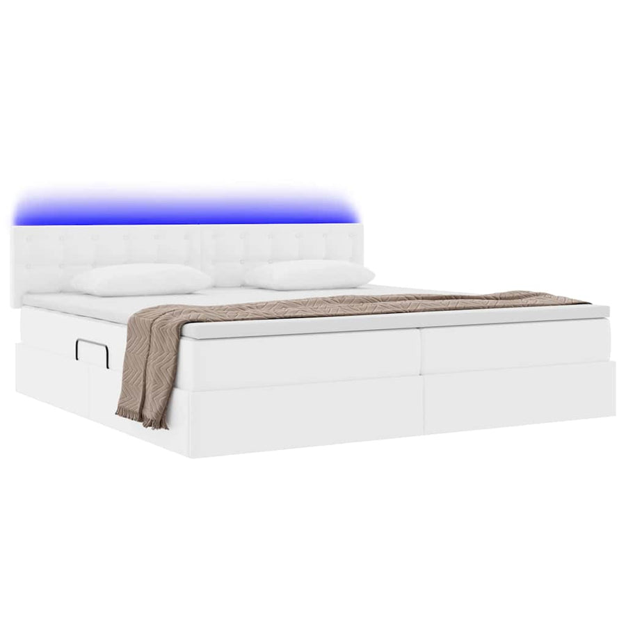 Bed met LED -striplichten Lichtgrijs 200 x 200 cm PVC