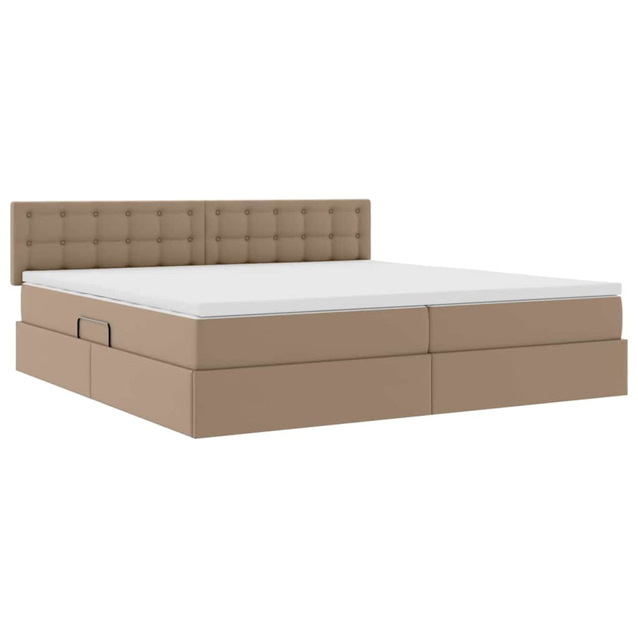 Opbergbed met LED met matras Lichtgrijs 200 x 200 cm Nep Leer