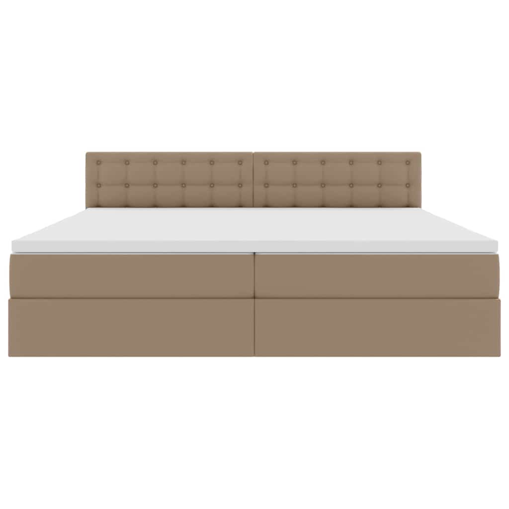 Opbergbed met LED met matras Lichtgrijs 200 x 200 cm Nep Leer