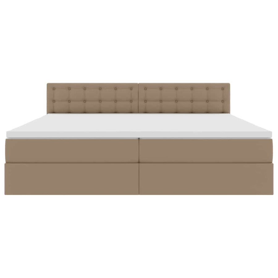 Opbergbed met LED met matras Lichtgrijs 200 x 200 cm Nep Leer