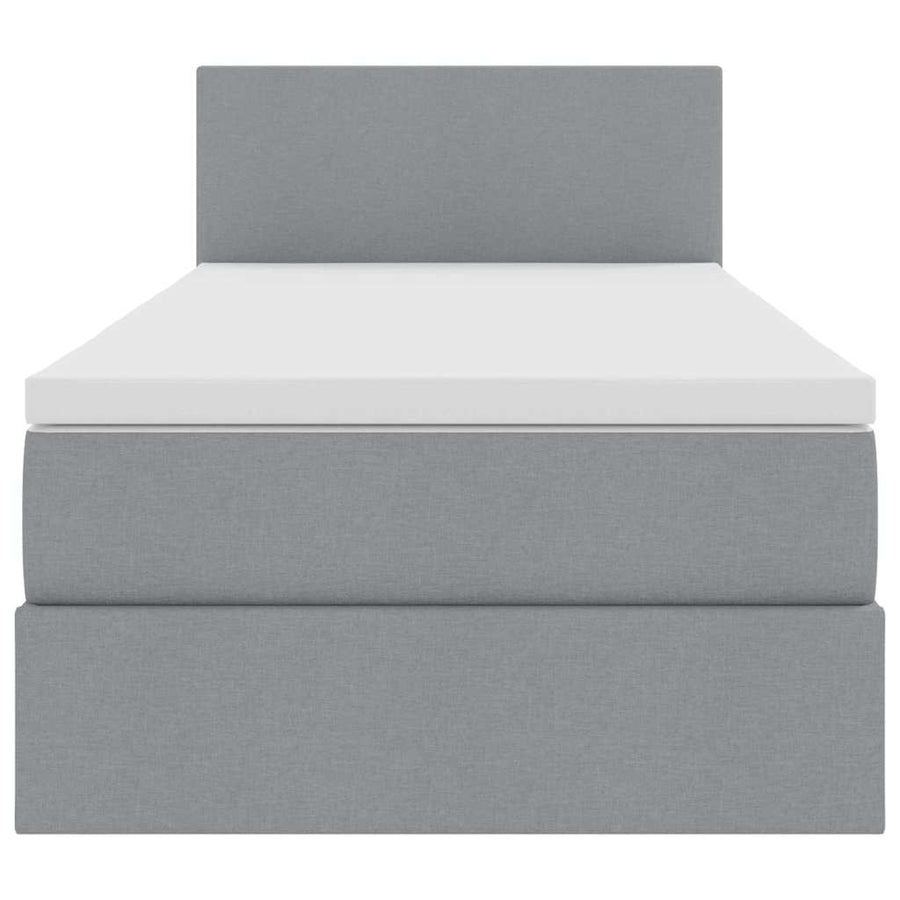Opbergbed met LED met matras Lichtgrijs 90 x 190 cm Stof