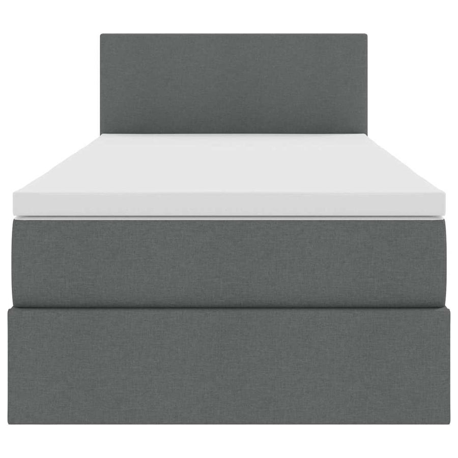 Opbergbed met LED met matras Donkergrijs 90 x 190 cm Stof