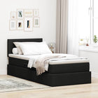 Opbergbed 90x190 cm zwart met LED en matras