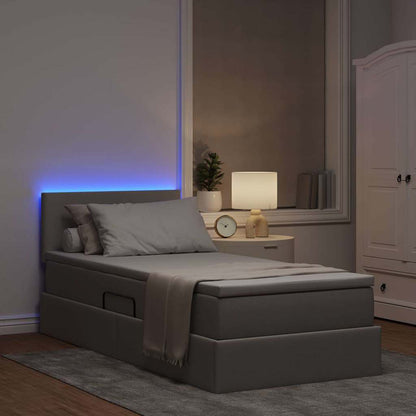 Opbergbed met LED met matras met LED Taupe 90 x 190 cm Stof