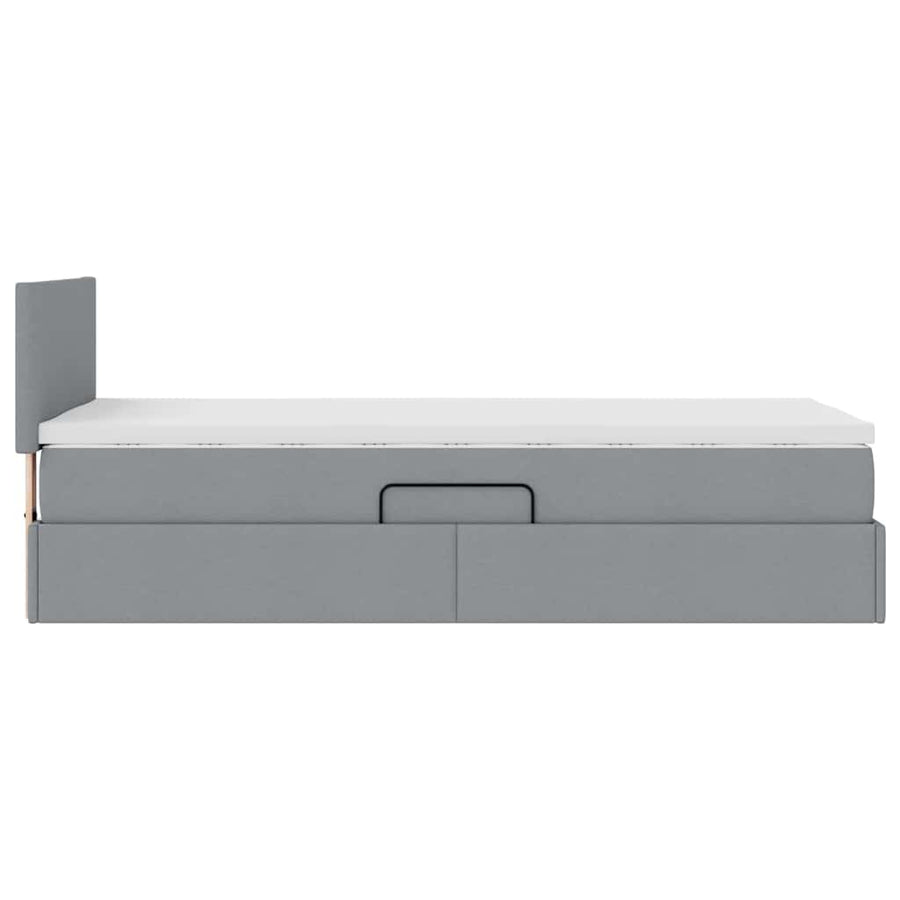 Opbergbed met LED met matras Lichtgrijs 90 x 200 cm Stof