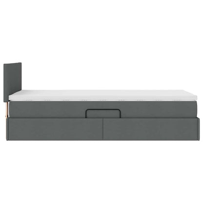 Opbergbed met LED met matras Donkergrijs 100 x 200 cm Stof