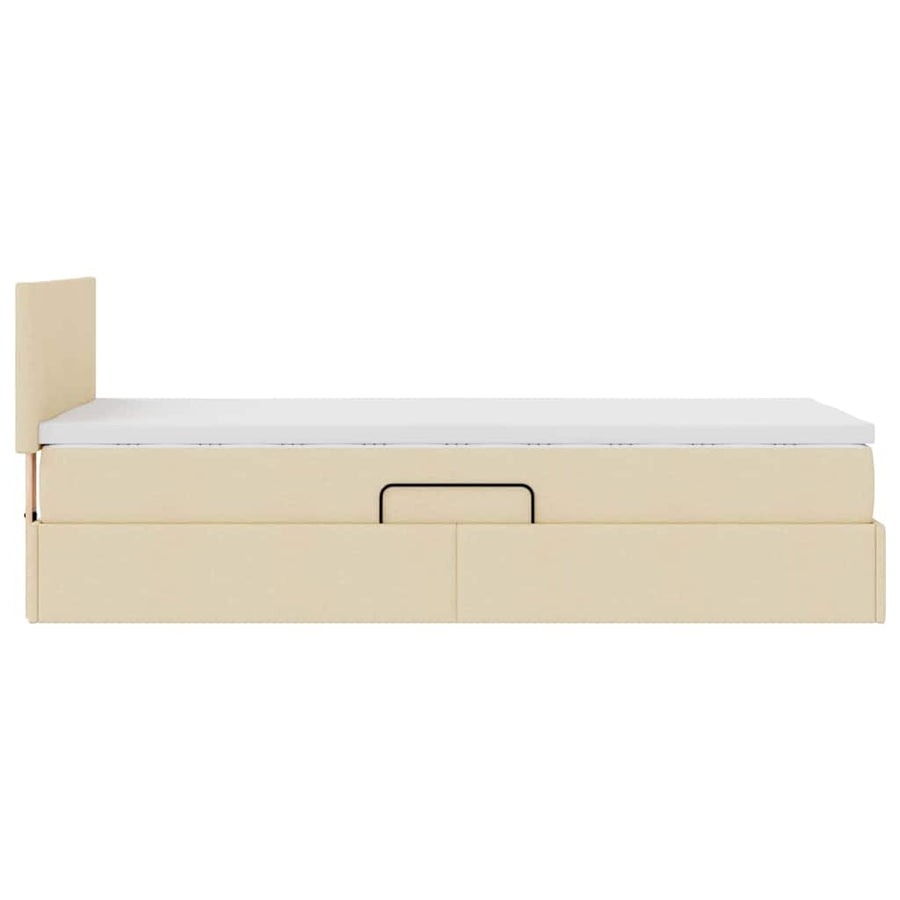 Opbergbed met LED met matras met LED Crème 100 x 200 cm Stof
