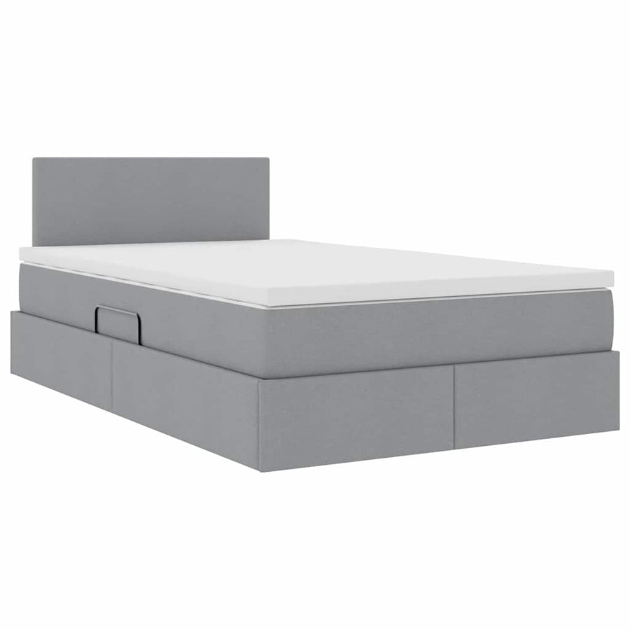 Opbergbed met LED met matras Lichtgrijs 120 x 190 cm Polyester