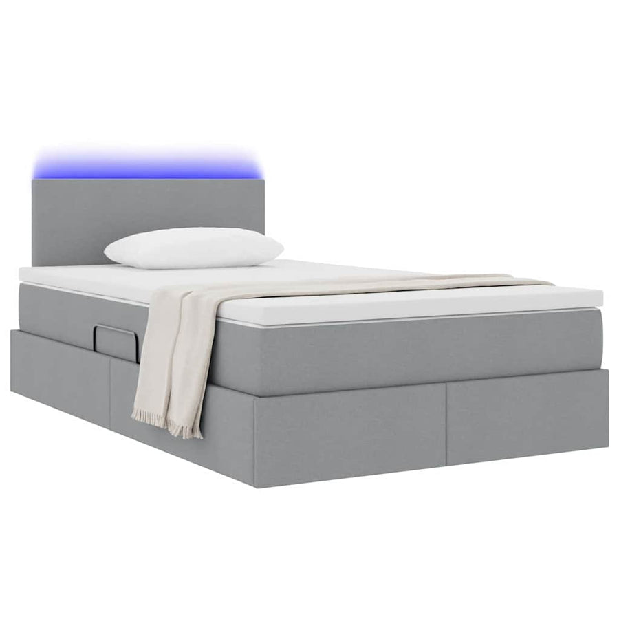 Opbergbed met LED met matras Lichtgrijs 120 x 190 cm Polyester