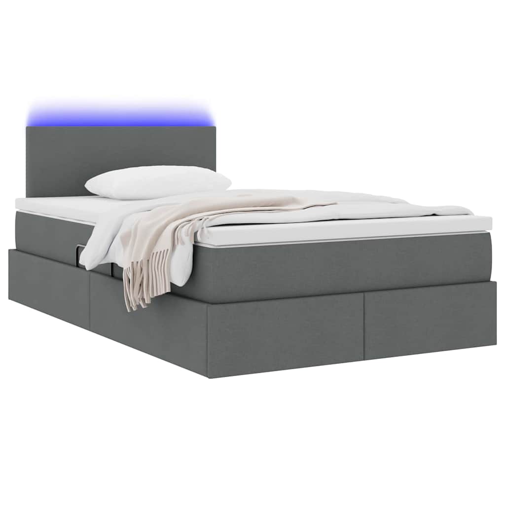 Opbergbed met LED met matras Donkergrijs 120 x 190 cm Polyester