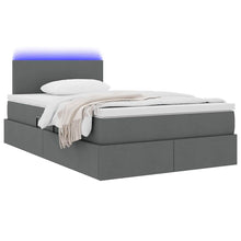 Opbergbed met LED met matras Donkergrijs 120 x 190 cm Polyester