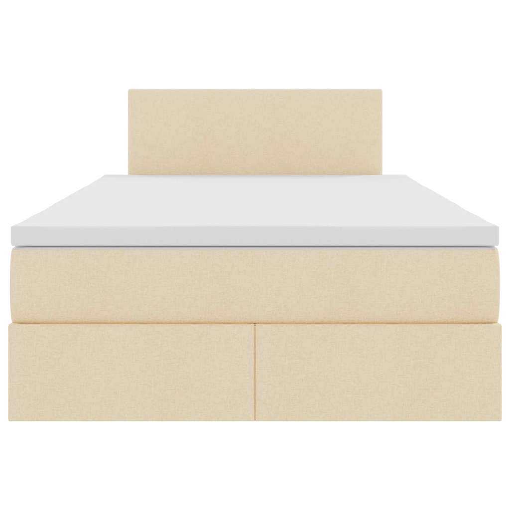 Opbergbed met LED met matras met LED Crème 120 x 190 cm Stof