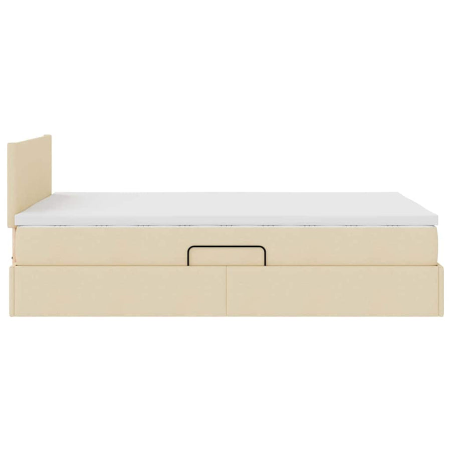 Opbergbed met LED met matras met LED Crème 120 x 190 cm Stof