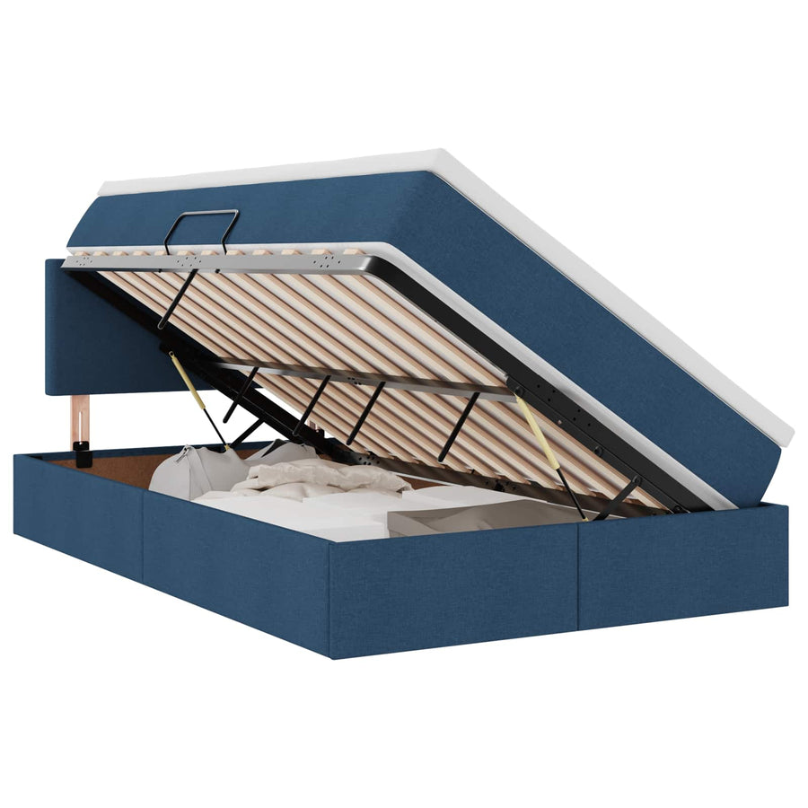 Opbergbed met LED met matras met LED Blauw 120 x 190 cm Stof