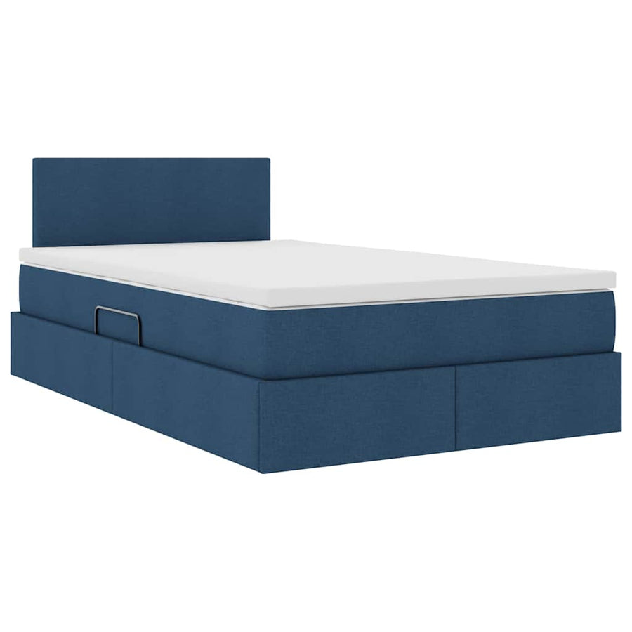 Opbergbed met LED met matras met LED Blauw 120 x 190 cm Stof