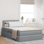 Storage Bed with LED and Mattress Light Grey 120 x 200 cm Fabric