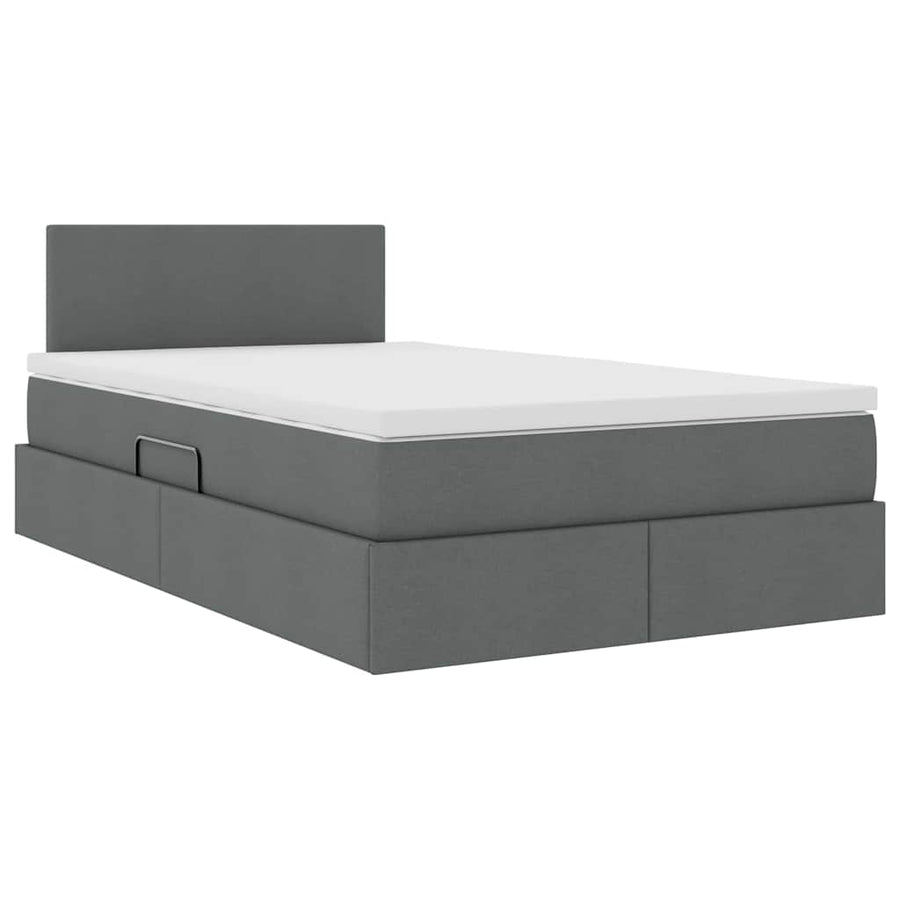 Bed met LED -striplichten Donkergrijs 120 x 200 cm Stof