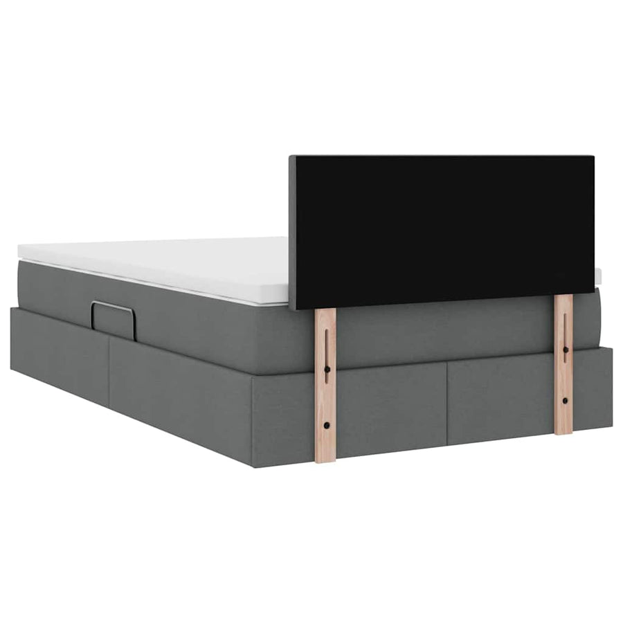 Bed met LED -striplichten Donkergrijs 120 x 200 cm Stof
