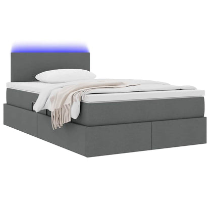 Bed met LED -striplichten Donkergrijs 120 x 200 cm Stof