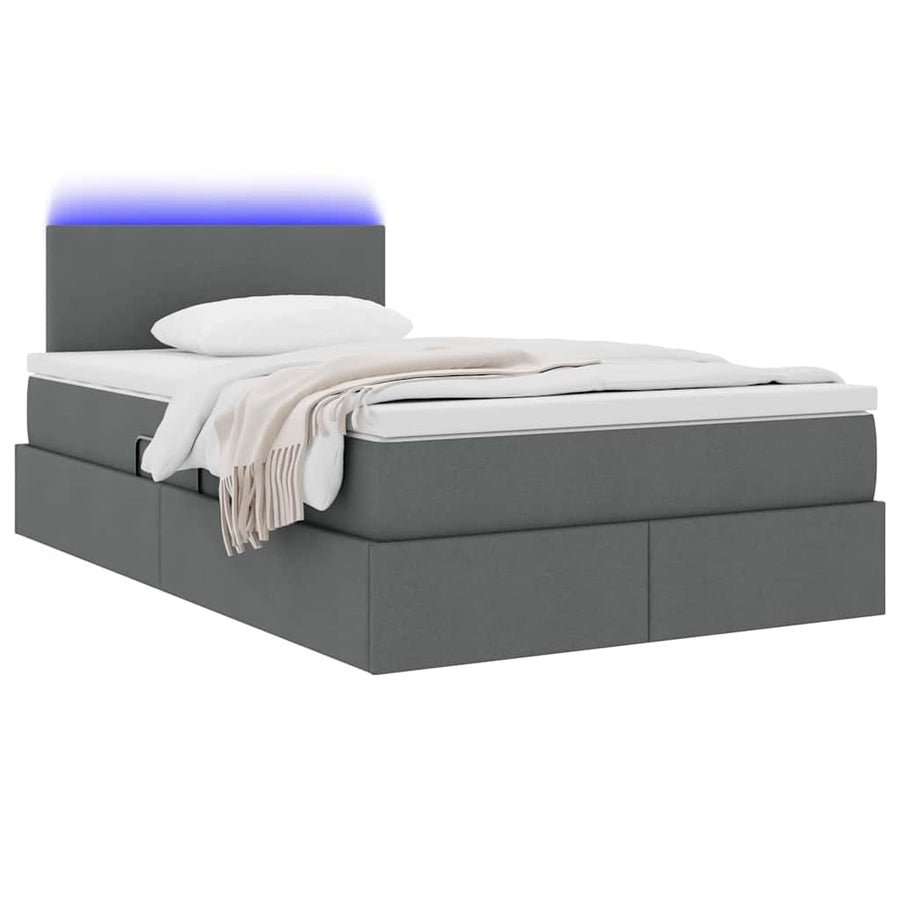 Bed met LED -striplichten Donkergrijs 120 x 200 cm Stof