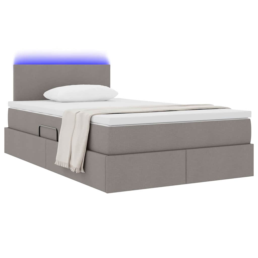 Bed met LED -striplichten met opslag Taupe 120 x 200 cm Stof