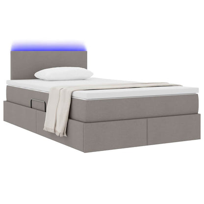 Bed met LED -striplichten met opslag Taupe 120 x 200 cm Stof