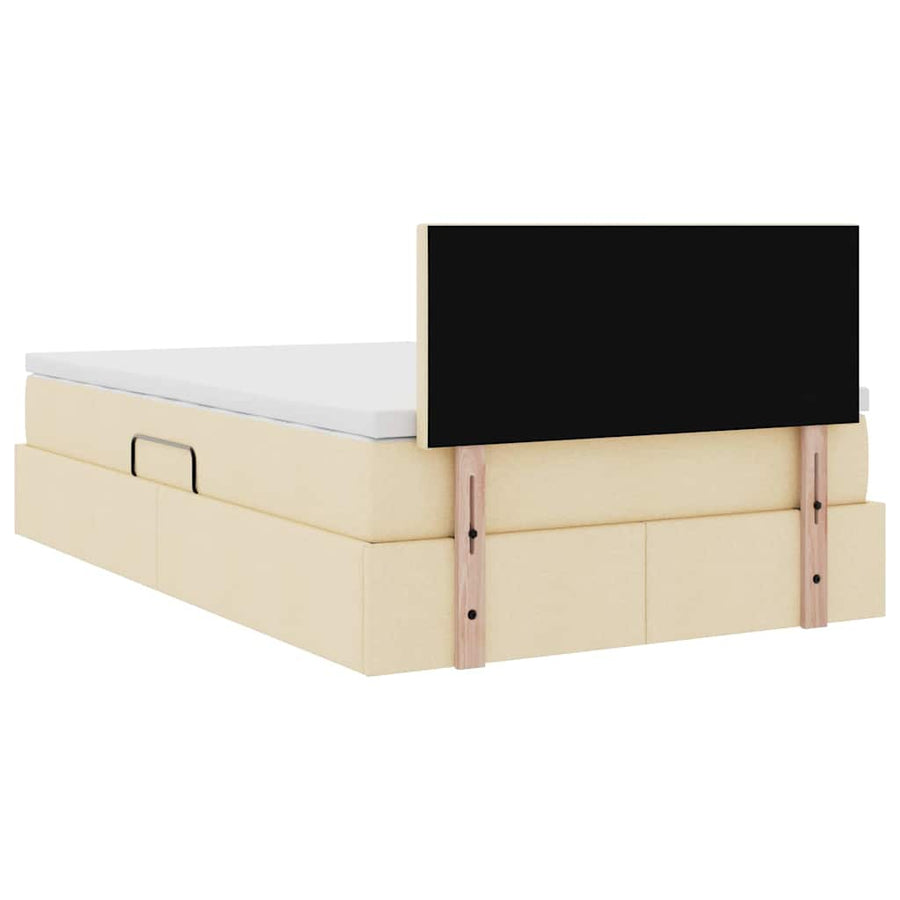 Bed met LED -striplichten met opslag Crème 120 x 200 cm Stof
