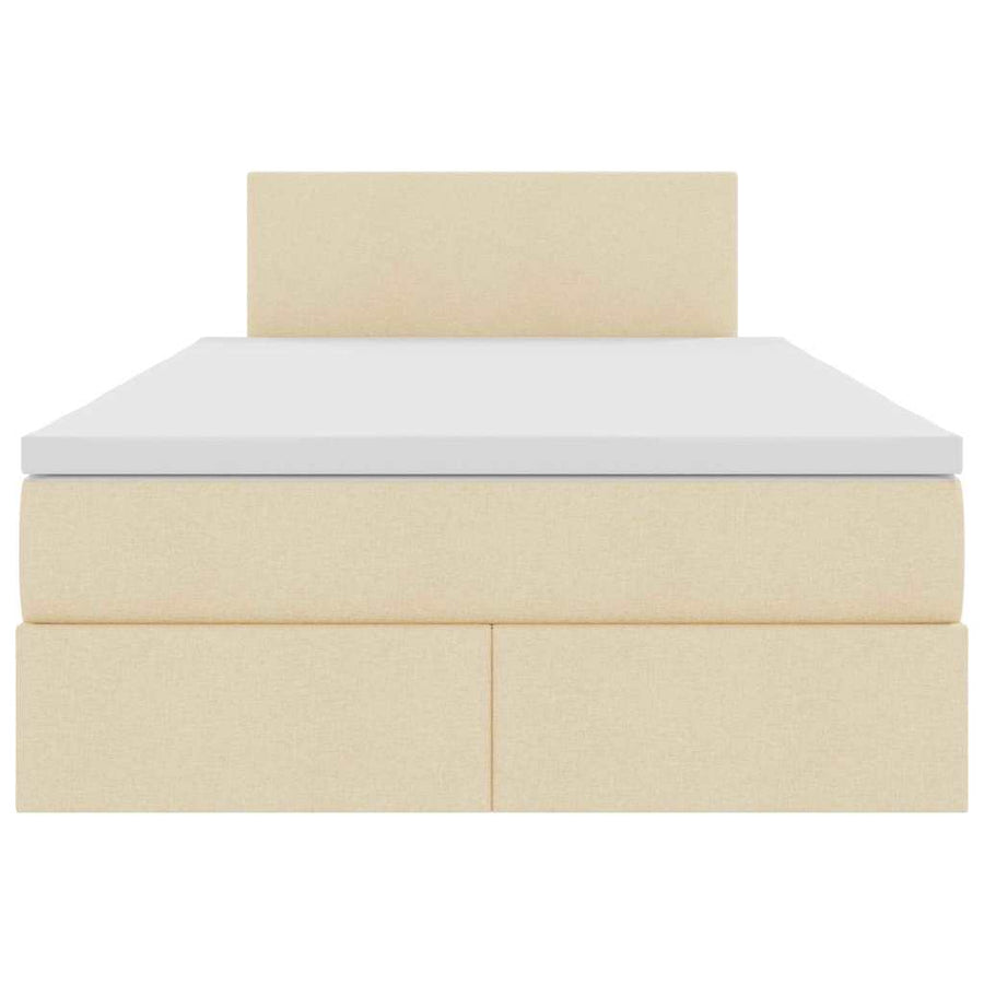 Bed met LED -striplichten met opslag Crème 120 x 200 cm Stof
