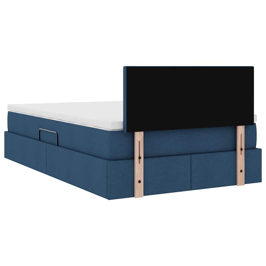 Bed met LED -striplichten met opslag Blauw 120 x 200 cm Stof