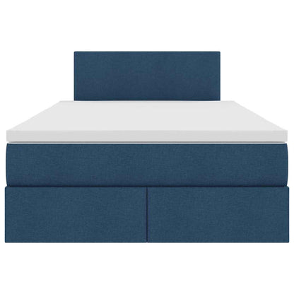 Bed met LED -striplichten met opslag Blauw 120 x 200 cm Stof