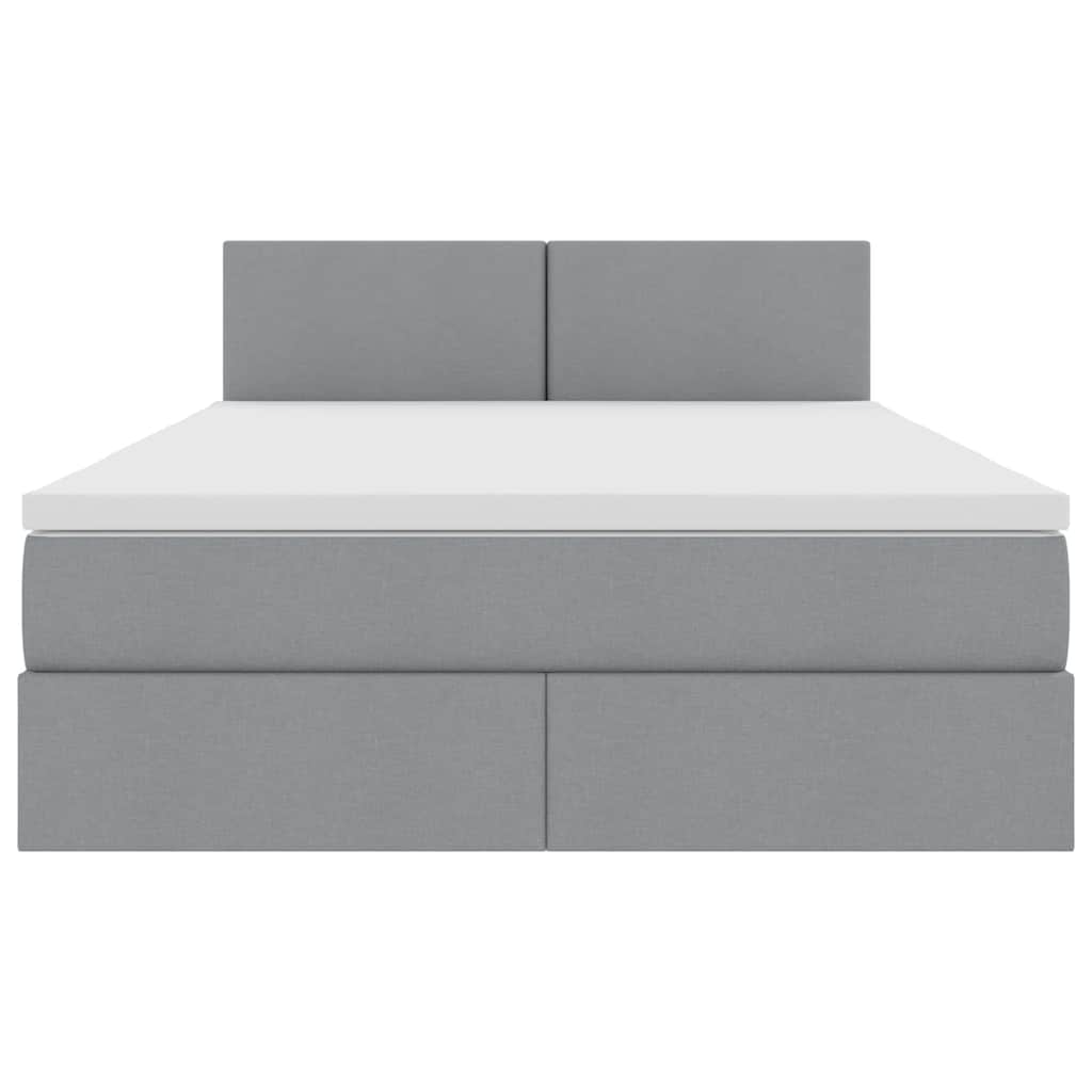 Bed met LED -striplichten Lichtgrijs 140 x 190 cm Stof