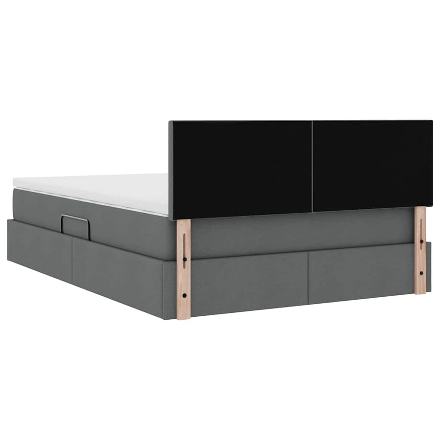 Bed met LED -striplichten Donkergrijs 140 x 190 cm Stof