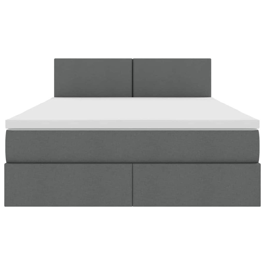 Bed met LED -striplichten Donkergrijs 140 x 190 cm Stof