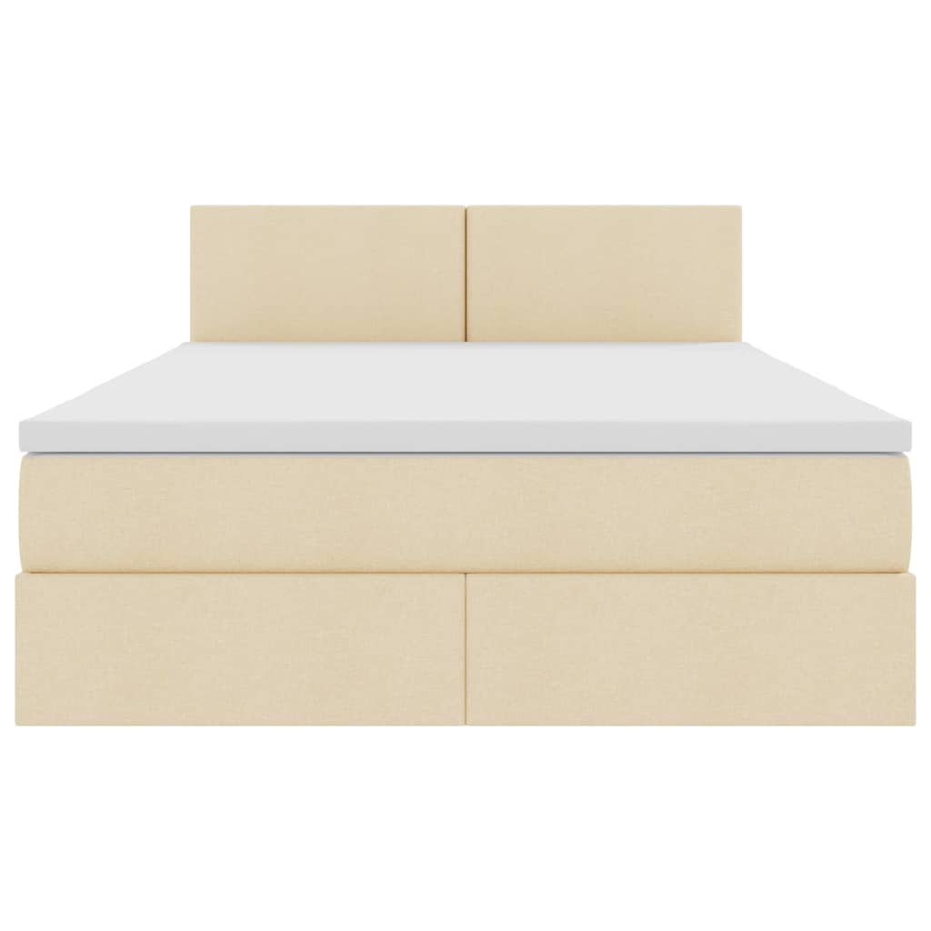 Bed met LED -striplichten met opslag Crème 140 x 190 cm Stof