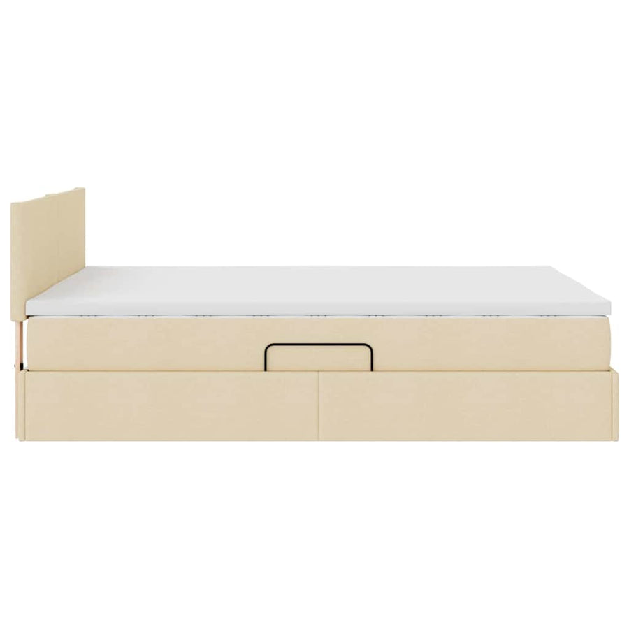 Bed met LED -striplichten met opslag Crème 140 x 190 cm Stof