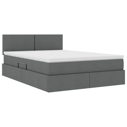 Bed met LED -striplichten Donkergrijs 140 x 200 cm Stof