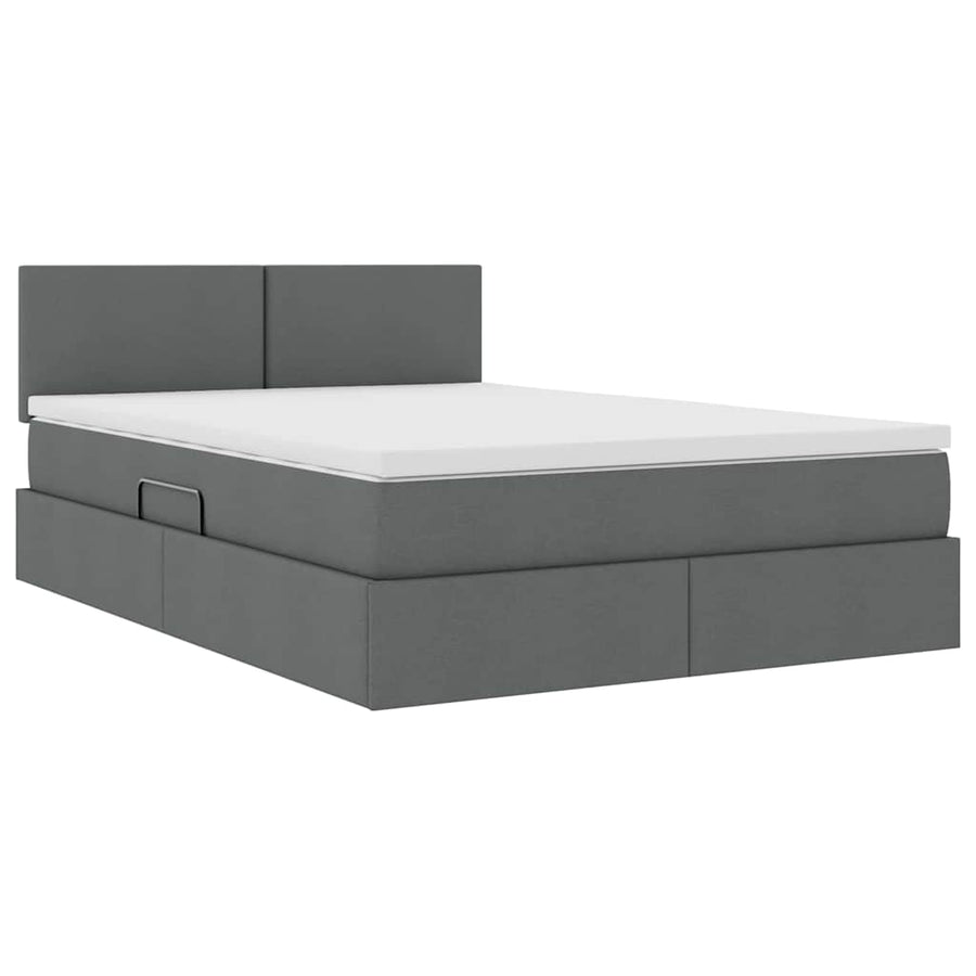 Bed met LED -striplichten Donkergrijs 140 x 200 cm Stof