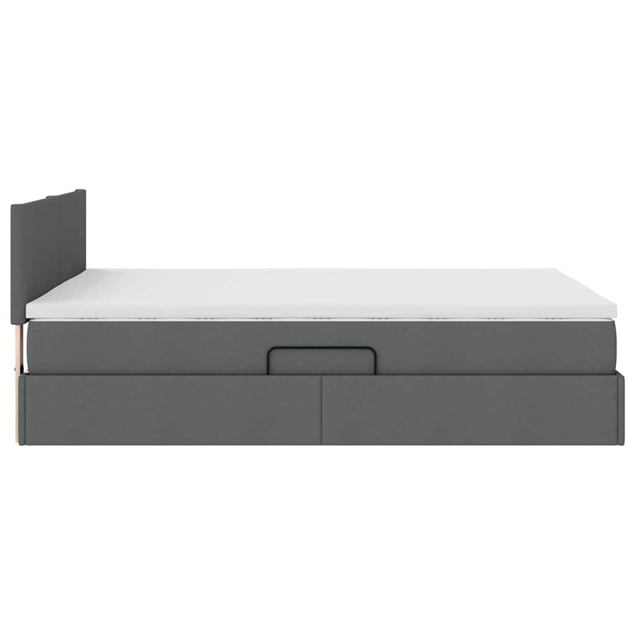 Bed met LED -striplichten Donkergrijs 140 x 200 cm Stof