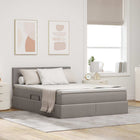 Storage Bed with LED with Mattress with LED Taupe 140 x 200 cm Fabric