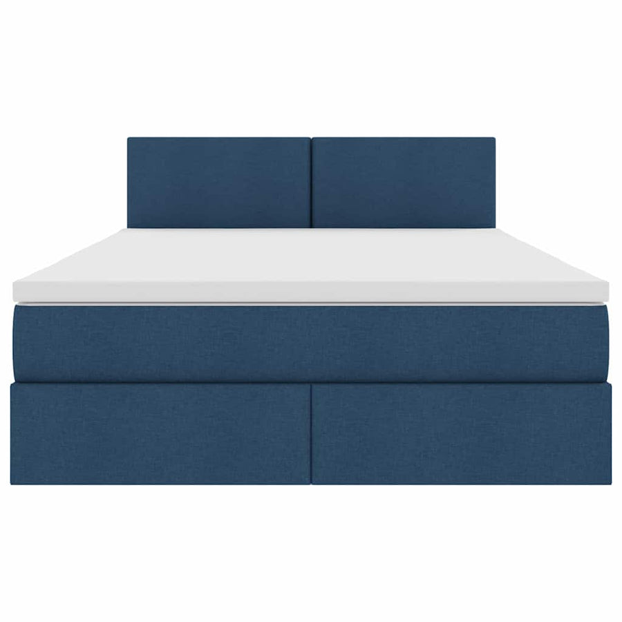 Bed met LED -striplichten met opslag Blauw 140 x 200 cm Stof