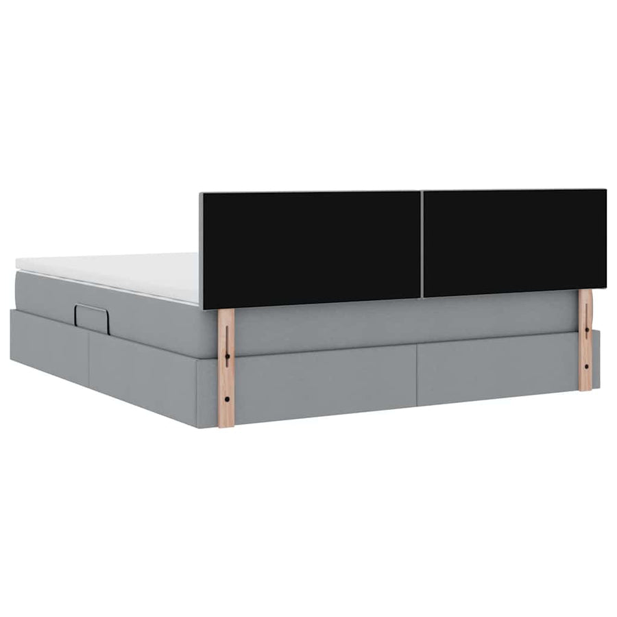 Bed met LED -striplichten Lichtgrijs 180 x 200 cm Stof